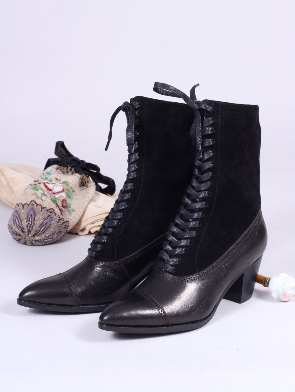 Memery 1900s Edwardian Style Boots - Black - Victoria